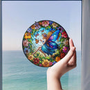 Stained Glass Fairy Butterflies Colorful Sun Catcher / Hanger FB2306