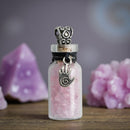 Gemstone Chip Bottle Pendant with Rose Quartz and Healing Hand Charm FB1423 🌸