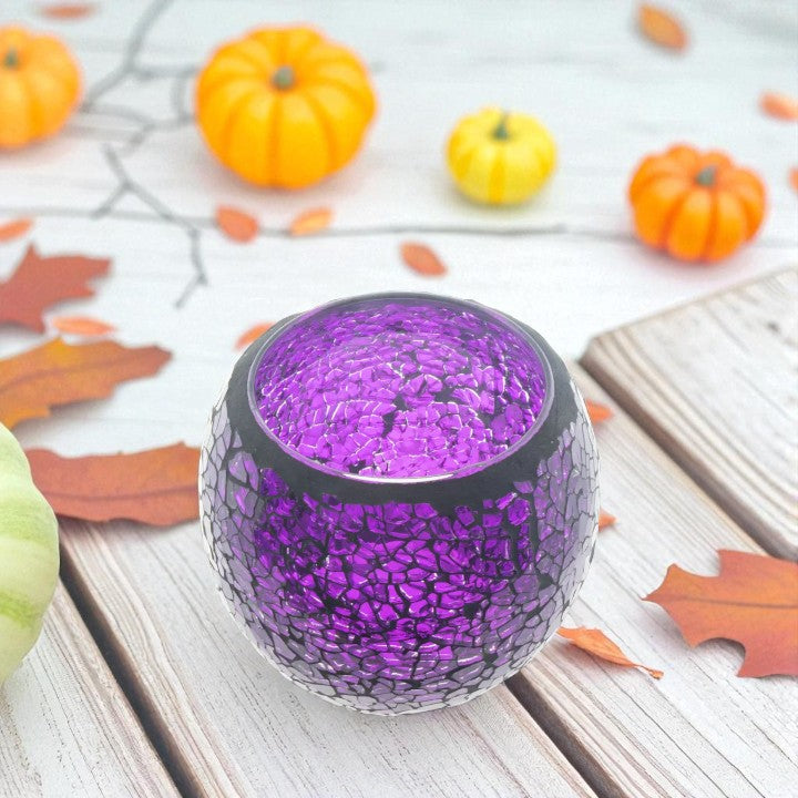 Purple Glass Mosaic LED T-Light Candle Holder 💜 FB3267