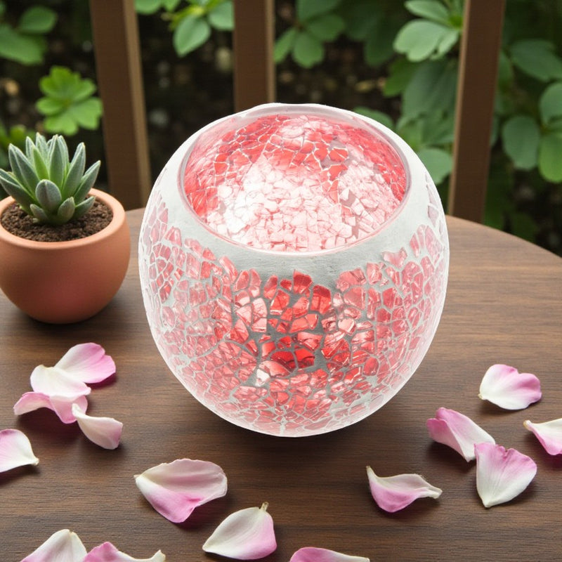 Red Mosaic LED T-Light Candle Holder 💚 FB2153