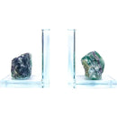 Glass L Shape Bookends with Assorted Natural Gemstone Rough FB2944 🌸💚🌸