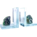 Glass L Shape Bookends with Assorted Natural Gemstone Rough FB2944 🌸💚🌸