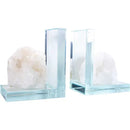 Glass L Shape Bookends with Assorted Natural Gemstone Rough FB2944 🌸💚🌸
