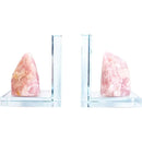 Glass L Shape Bookends with Assorted Natural Gemstone Rough FB2944 🌸💚🌸
