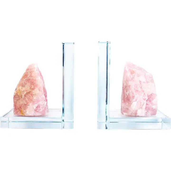 Glass L Shape Bookends with Assorted Natural Gemstone Rough FB2944 🌸💚🌸