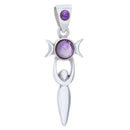 Sterling Silver Amethyst Goddess Triple Moon Pendant FB3002 💗