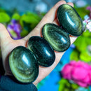 Silver or Gold Sheen Obsidian Palm Stones FB2212 🌿
