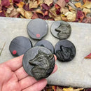 Gold Sheen Obsidian Round Wolf Carving, Spirit / Totem Animal Talisman FB2754 🦚