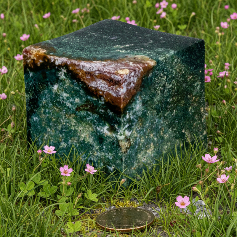 Green Jasper Cube with Cut Corner 🍃 CD-10430