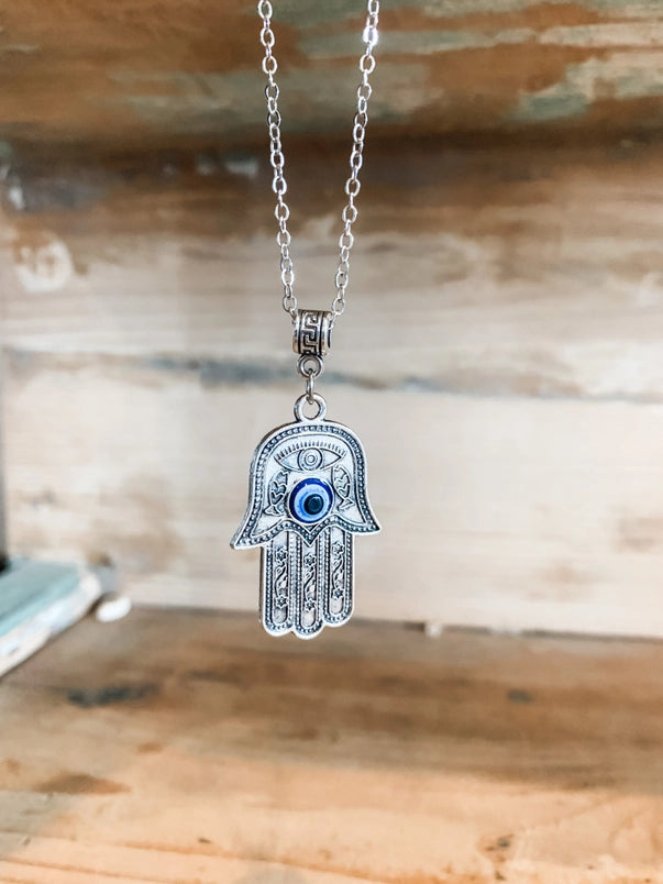 Hamsa or Crescent Moon Evil Eye Necklace FB2921 🪽🧿🪽