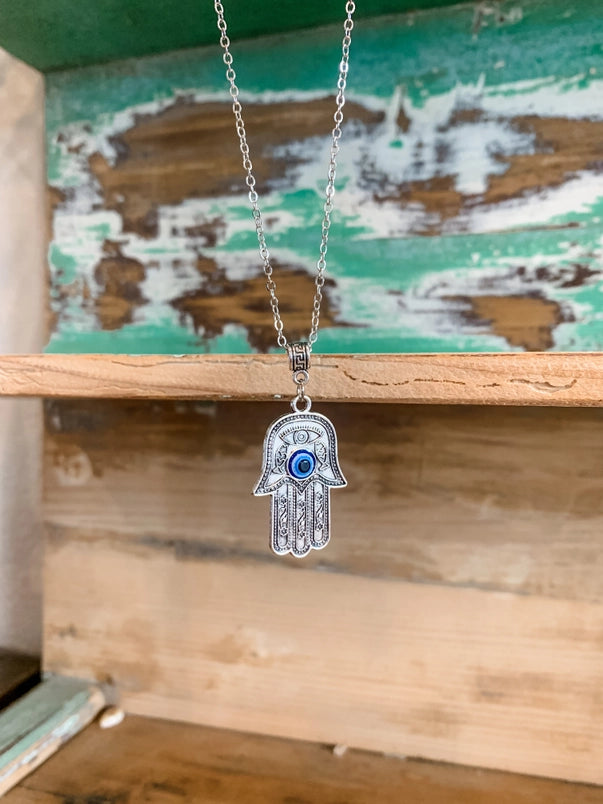 Hamsa or Crescent Moon Evil Eye Necklace FB2921 🪽🧿🪽