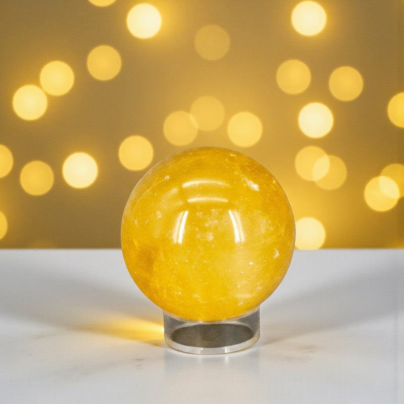 Honey Calcite Sphere 56mm, Warm Empowering Crystal 🌼 CD-10384