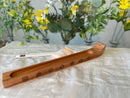 Handcrafted Wood Wide Incense Stick Holder (gemstone chips, incense sample), Display Piece; FB2590