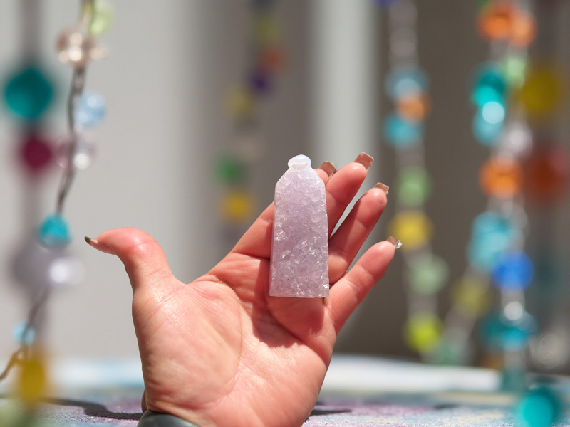 Blue Lace Agate Drusy Standing Point (Tower) FB2941 🌸
