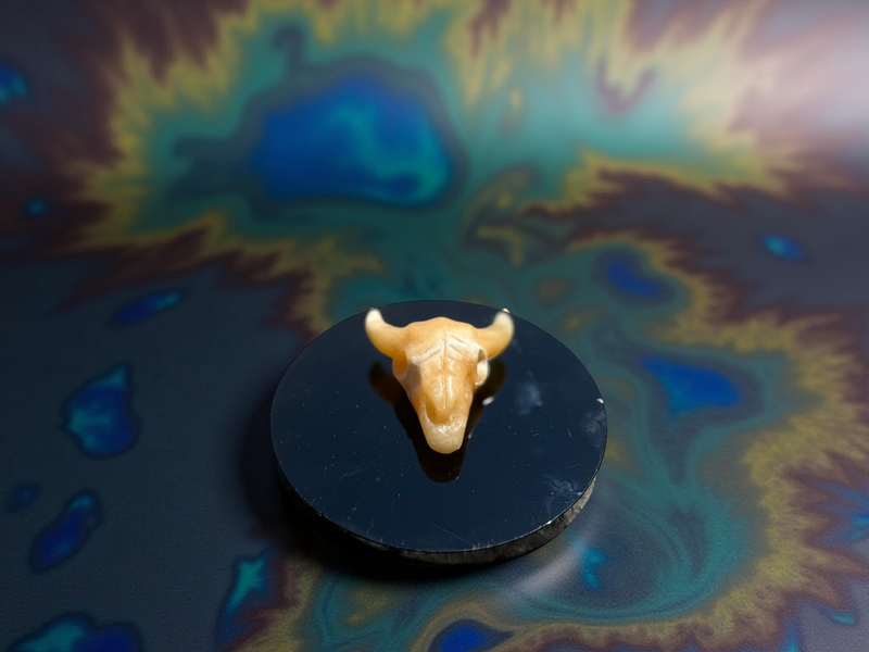 Steer Skulls with Horns, Orange Calcite or Yooperlite FB2313 🧡