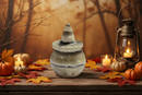 Zebra Calcite Jack O'Lantern Pumpkin with Hat FB3105