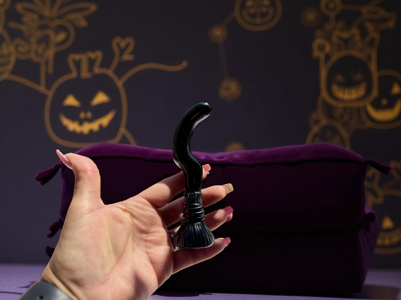 Black Obsidian and Golden Sheen Obsidian Witch Broom FB2737