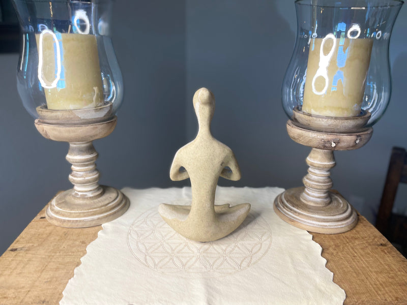 Yoga Lady Figurine in Meditative Prayer, Sandstone FB1236