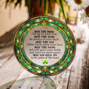 Stained Glass Irish Blessing or 4 Leaf Clover Sun Catcher / Hanger FB2235 🍀