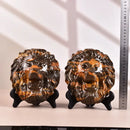 Yellow - Brown Jasper Lion Face Figurine Animal / Spirit Totem FB1128 🍃🦁🍃