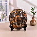 Yellow - Brown Jasper Lion Face Figurine Animal / Spirit Totem FB1128 🍃🦁🍃