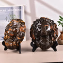 Yellow - Brown Jasper Lion Face Figurine Animal / Spirit Totem FB1128 🍃🦁🍃