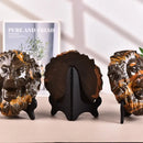 Yellow - Brown Jasper Lion Face Figurine Animal / Spirit Totem FB1128 🍃🦁🍃