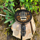 Coconut Carved Karimbu - Moon Phases w/ Cat Handle FB3059 🪔