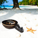 Coconut Carved Karimbu - Moon Phases w/ Cat Handle FB3059 🪔