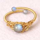 Labradorite Woven Halo Adjustable Ring FB1250 🌙