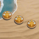 Laser Etched Wood Round Incense Holder - Moon Goddess Rainbow Moonstone Inlay FB2402 🌟