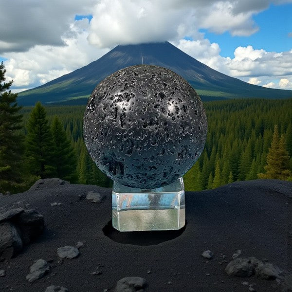 Lava Stone Sphere, amplifies, harmony, balance FB3089 🐈‍⬛