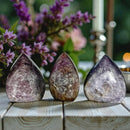 Lepidolite Lithium Mica, High Sheen Tear Drop Carvings, emotional well-being, mental balance FB1498