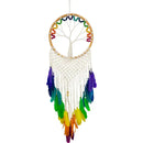 Macrame and Chakra Colors Wood Beads and Feathers Wall Hanging FB2448 🦜