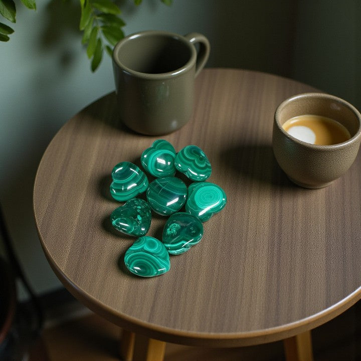 Malachite Pocket Heart, Flat Style, transformation, protection FB1008 🍃