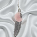 Metal Feather Bookmark with Rose Quartz Moon FB1132 💛