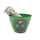 Green Metal Smudging Bowl Tree of Life FB3473 🌳
