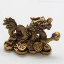 Money Dragon Figurine, Gold Resin, Feng Shui FB2371 🪭