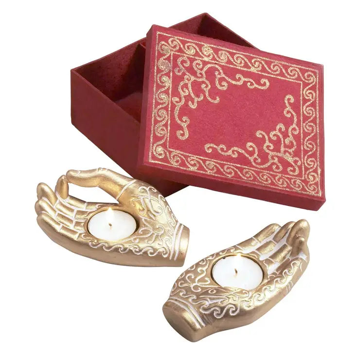 Mudra Hands Tealight Candleholders, Boxed FB1428