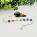 Gemstone Pendulums, Chakra Beads on Silver Plated Chain FB1421
