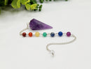 Gemstone Pendulums, Chakra Beads on Silver Plated Chain FB1421