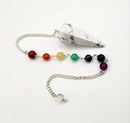 Gemstone Pendulums, Chakra Beads on Silver Plated Chain FB1421