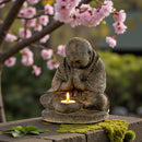 Volcanic Stone Praying Monk Tea Light Holder FB2894 🪔