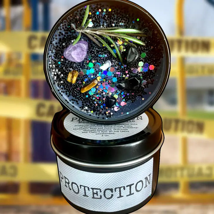 Protection Candle with crystals & Essential Oils, in Tin FB3307