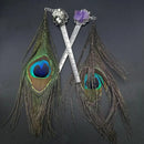 Amethyst and Pyrite Ruler Set of 2, with Peacock Feathers FB3053 🦚