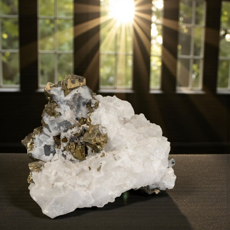 Quartz and Pyrite Natural Points Cluster 🧡🔔🧡 CD-10144