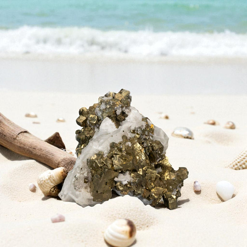 Quartz and Pyrite Natural Points Cluster 🧡🔔🧡 CD-10144