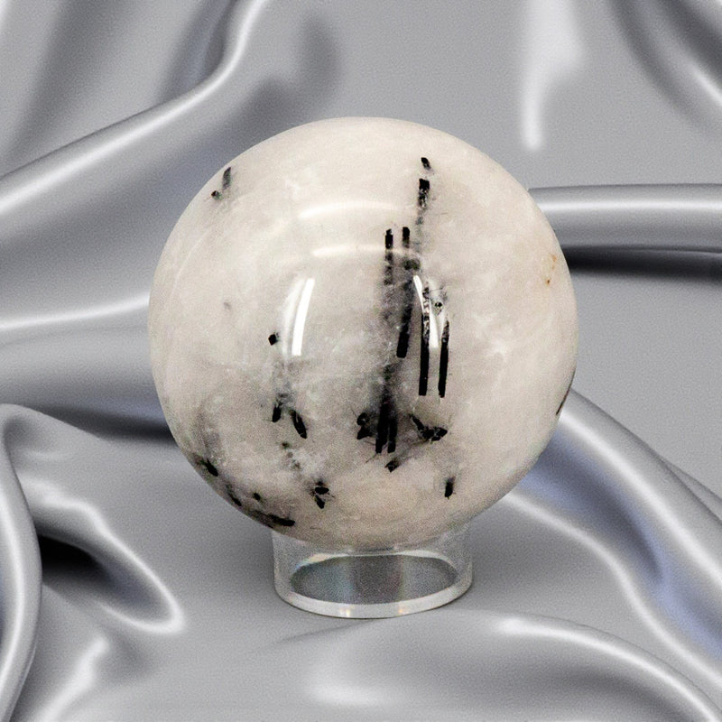 Quartz Sphere with Black Tourmaline Inclusions 68MM 💠💚💠 CD-10386