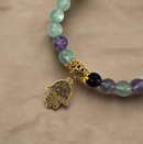 Rainbow Fluorite with Dragonfly or Hamsa Charm Power / Prayer Bracelet  FB3435 💛