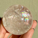 Rainbow Clear Quartz Sphere, with Moss Agate Ring Stand, from Brazil FB2183